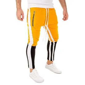 Men's Fashion Yellow & Black Casual Running Jogger Pants
