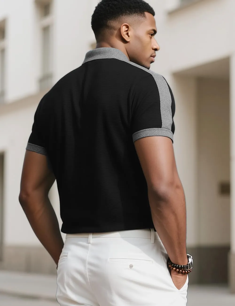 Mens Knit Polo Short Shirts Casual Top Summer Lightweight Workout Tee Shirts with Button