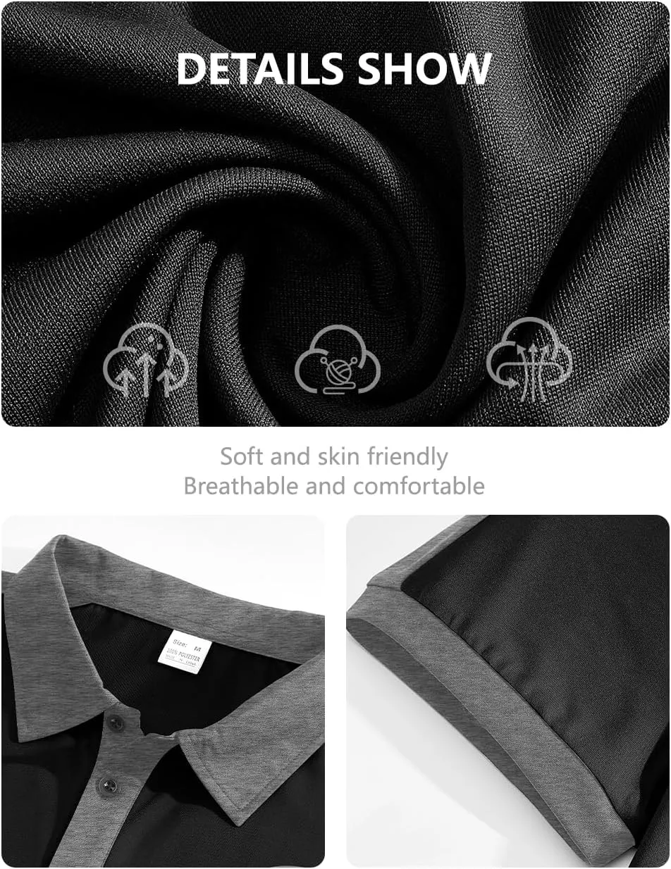 Mens Knit Polo Short Shirts Casual Top Summer Lightweight Workout Tee Shirts with Button