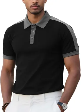 Mens Knit Polo Short Shirts Casual Top Summer Lightweight Workout Tee Shirts with Button
