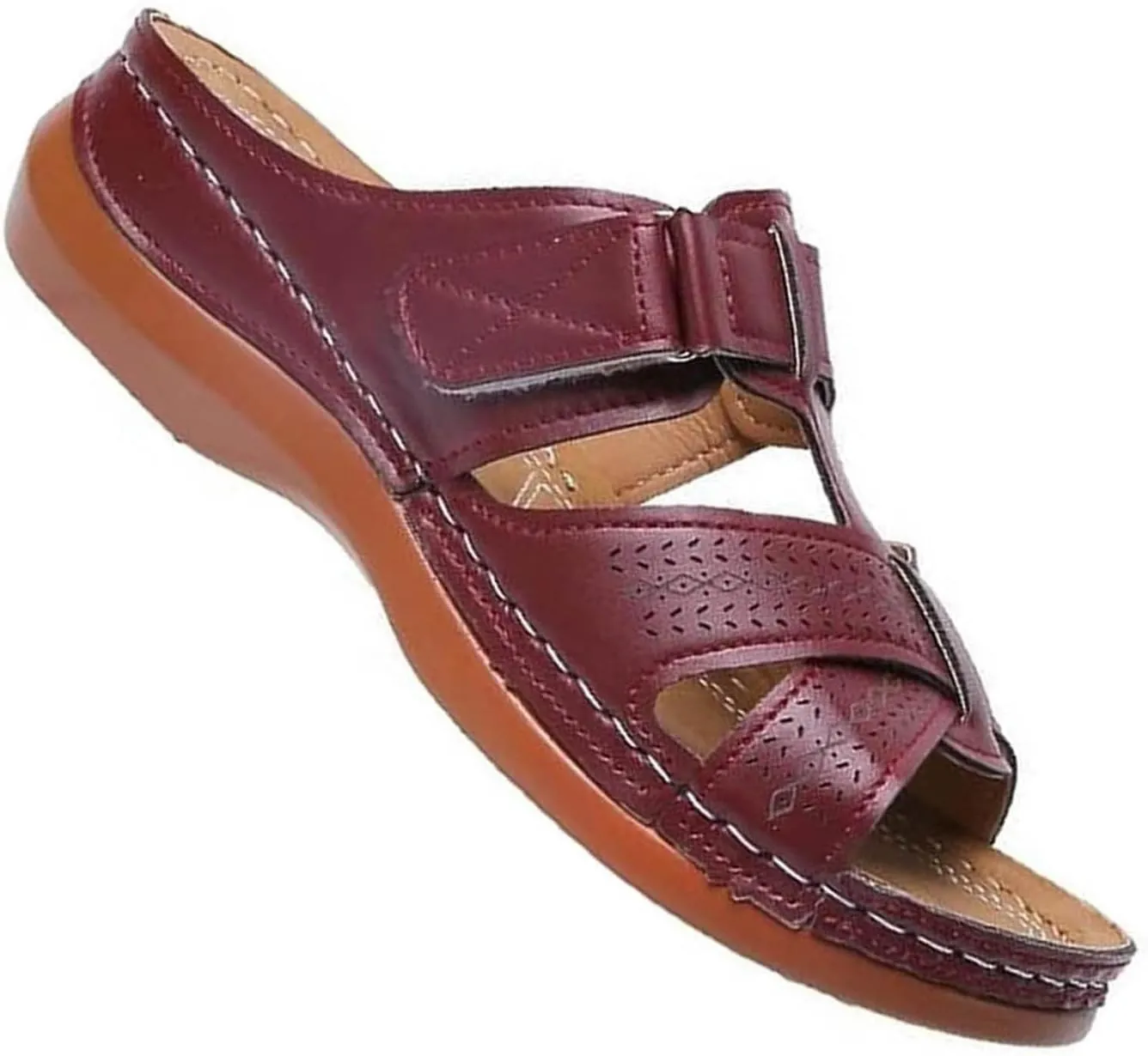 Orthopedic Sandals for Women Arch Support Slide Wedge Sandals Open Toe Slip On Platforms Comfortable Walking Shoes