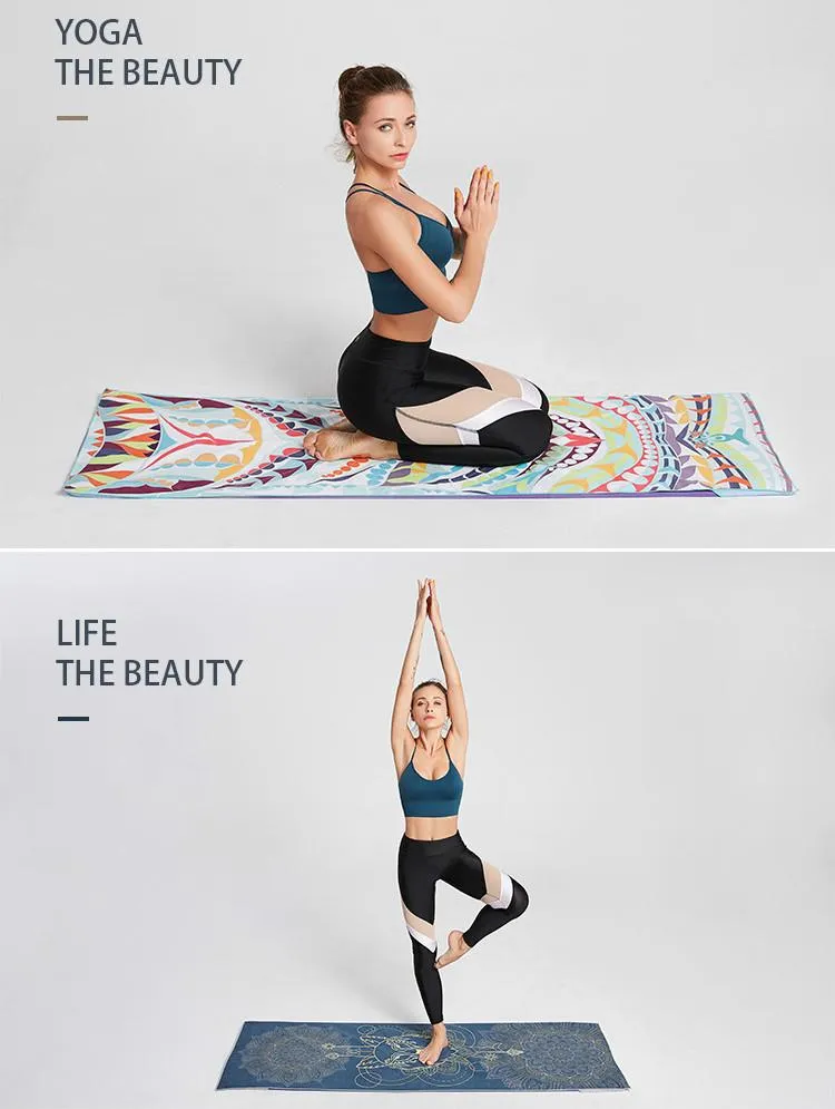 Portable Printed Yoga Towel non-slip Design Supports Custom Pattern Design Digital Printed Yoga Towel Yoga Mat 789