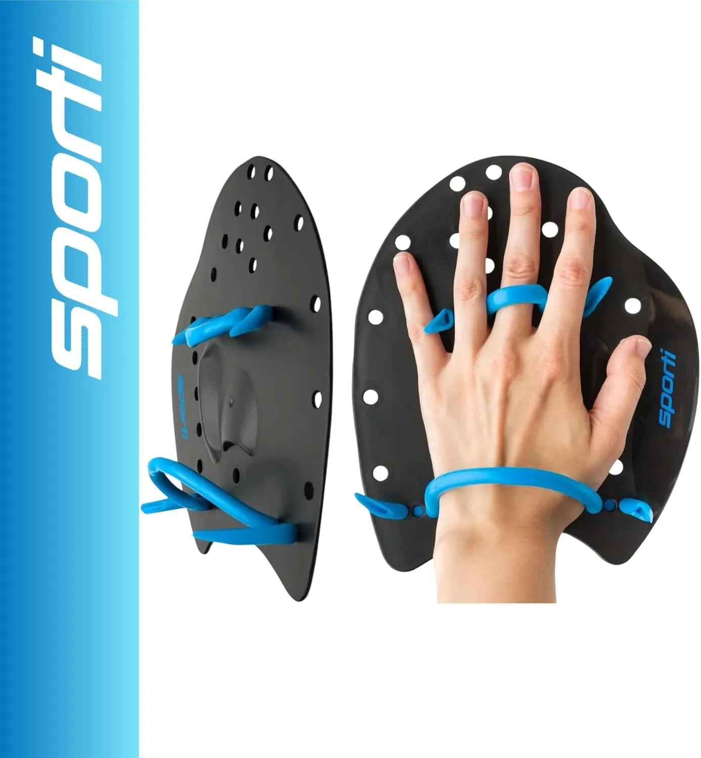  Power Swim Paddles for Lap Swimming - Adjustable Straps - Lap Swimming Gears - Hand Paddles for Adults & Kids