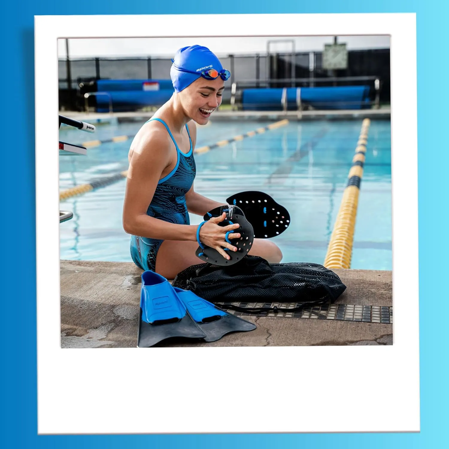  Power Swim Paddles for Lap Swimming - Adjustable Straps - Lap Swimming Gears - Hand Paddles for Adults & Kids