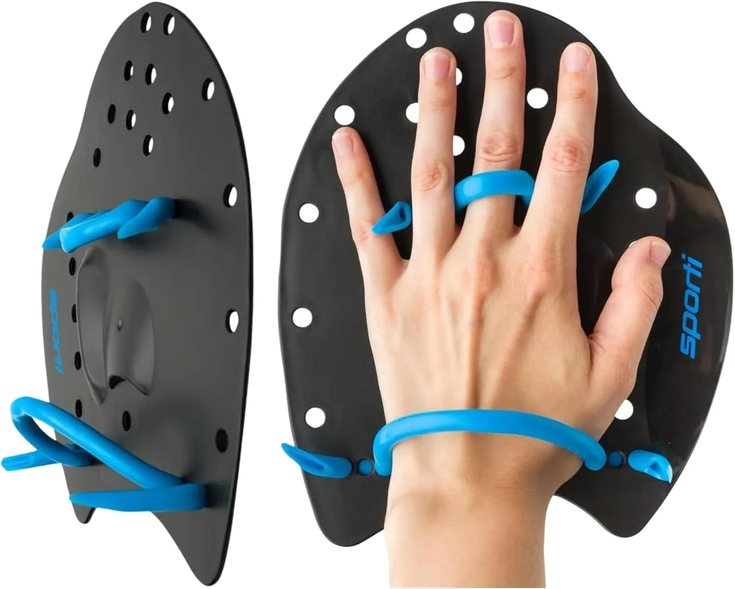  Power Swim Paddles for Lap Swimming - Adjustable Straps - Lap Swimming Gears - Hand Paddles for Adults & Kids