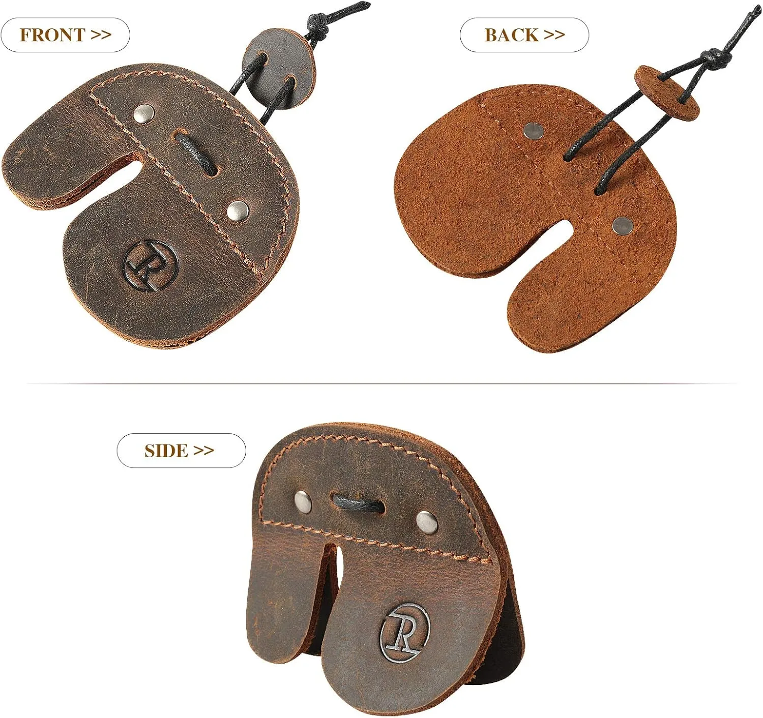 Ringsun Leather Archery Finger Tabs,Handmade Archery Finger Guard for Shooting Practice Gear, Recurve Bow Fingers Tab