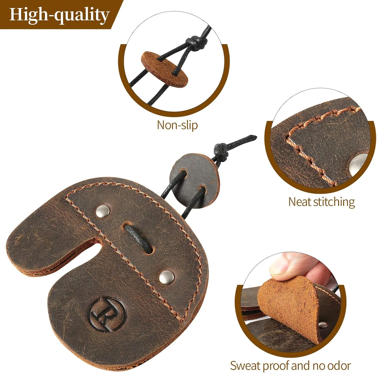 Ringsun Leather Archery Finger Tabs,Handmade Archery Finger Guard for Shooting Practice Gear, Recurve Bow Fingers Tab