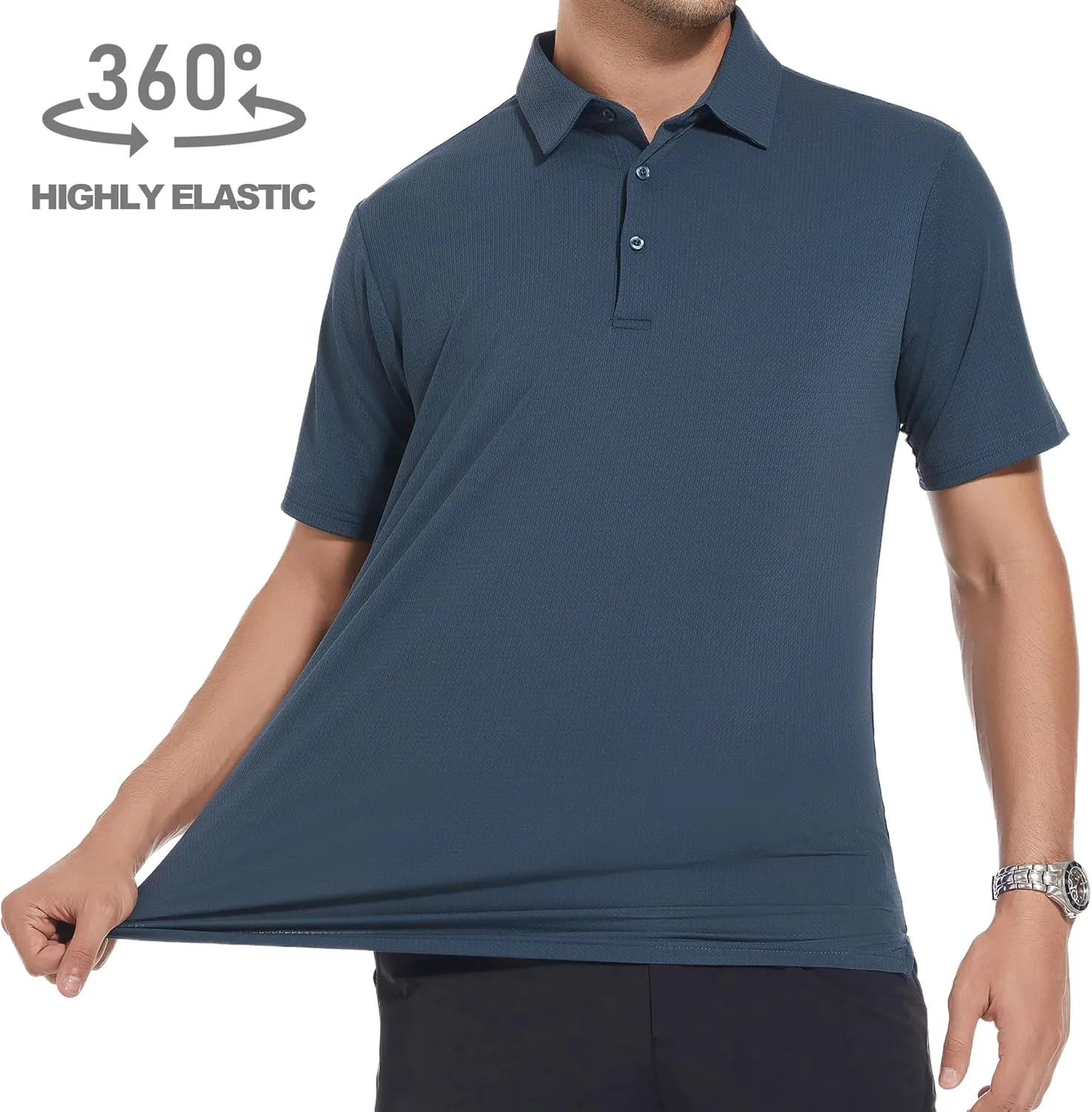 SAMERM Golf Shirts for Men Dry Fit Short Sleeve Moisture Wicking Casual Solid Stylish Mens Polo Shirts