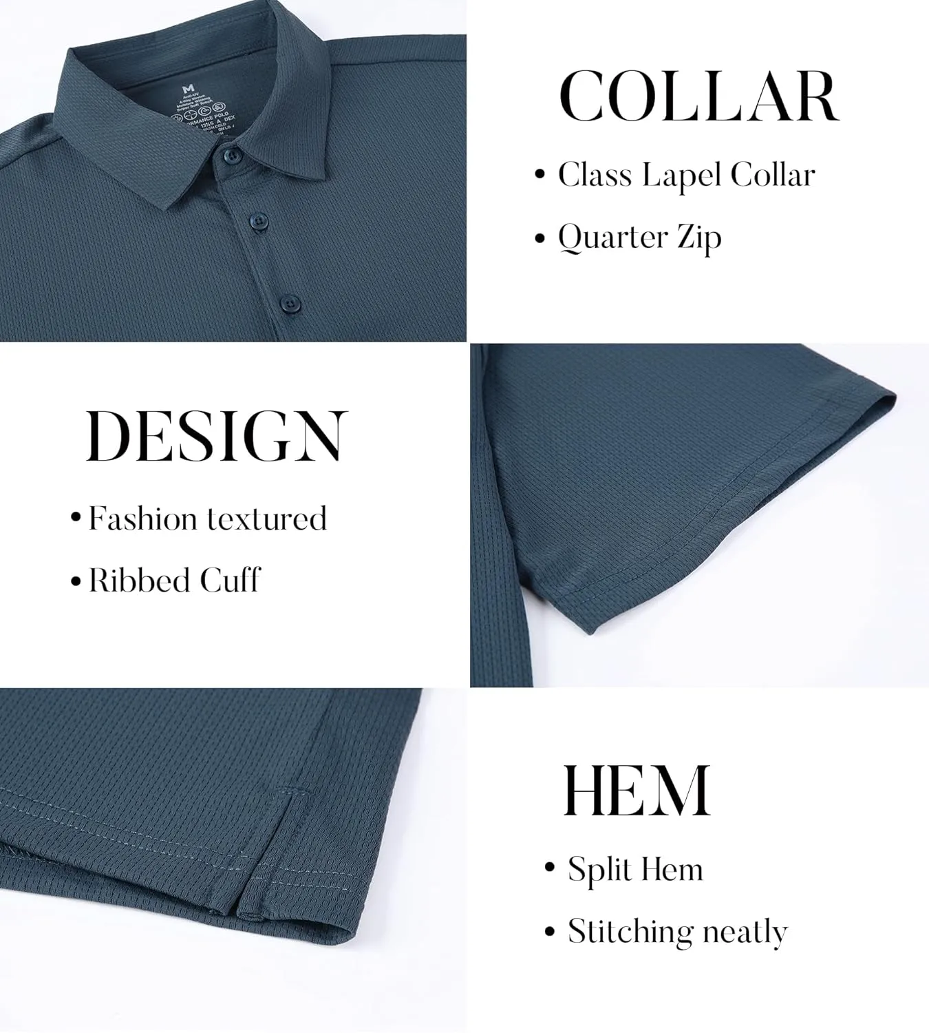 SAMERM Golf Shirts for Men Dry Fit Short Sleeve Moisture Wicking Casual Solid Stylish Mens Polo Shirts