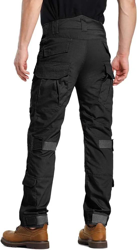 Tactical Camo Cargo Pants for Men - Outdoor Hiking Ripstop Work Pants With Multi Pockets - No Belt, No Kneepad