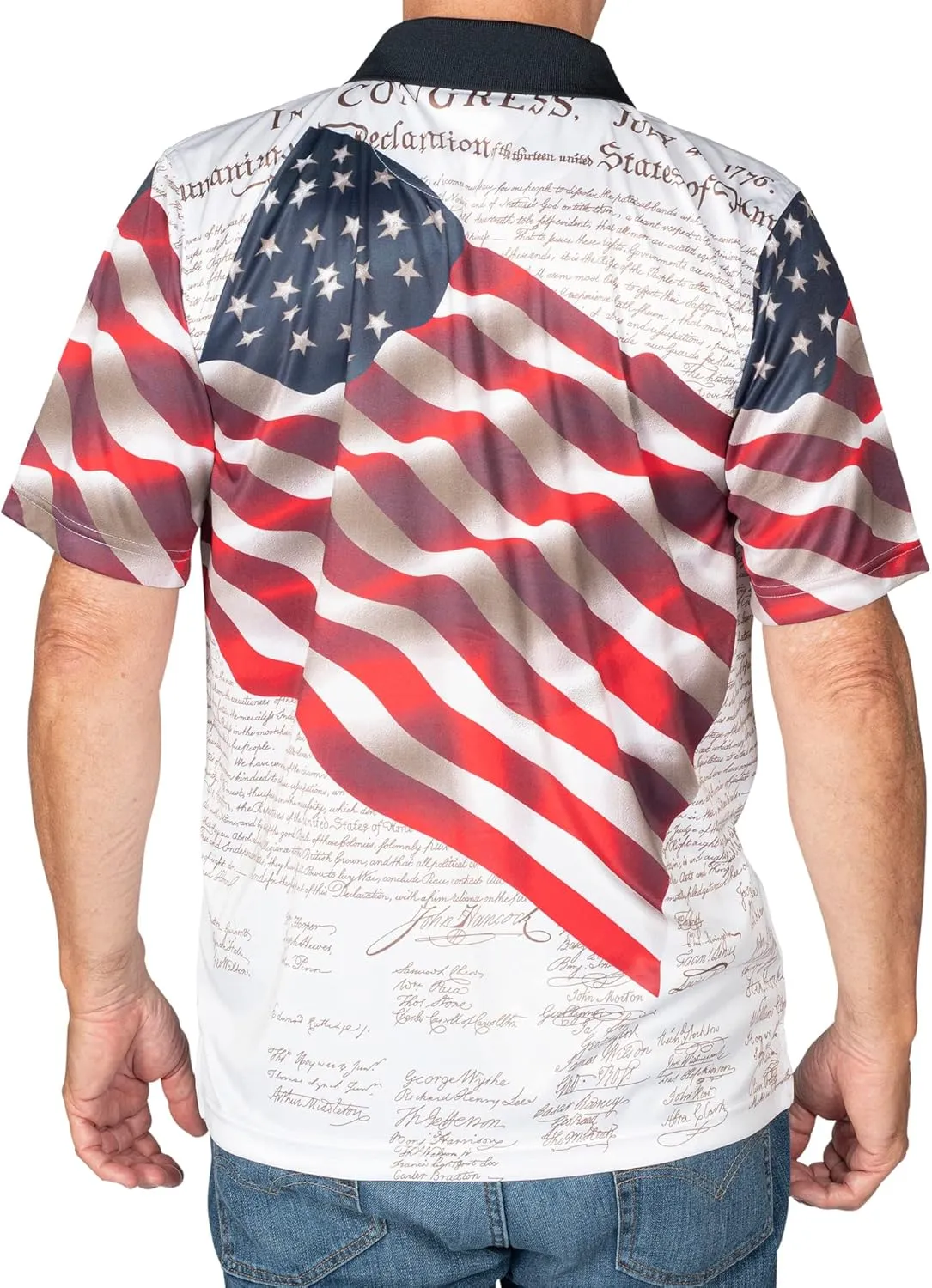 TheFlagshirt Men's Patriotic Performance Golf American Flag Classic Fit Polo Shirt