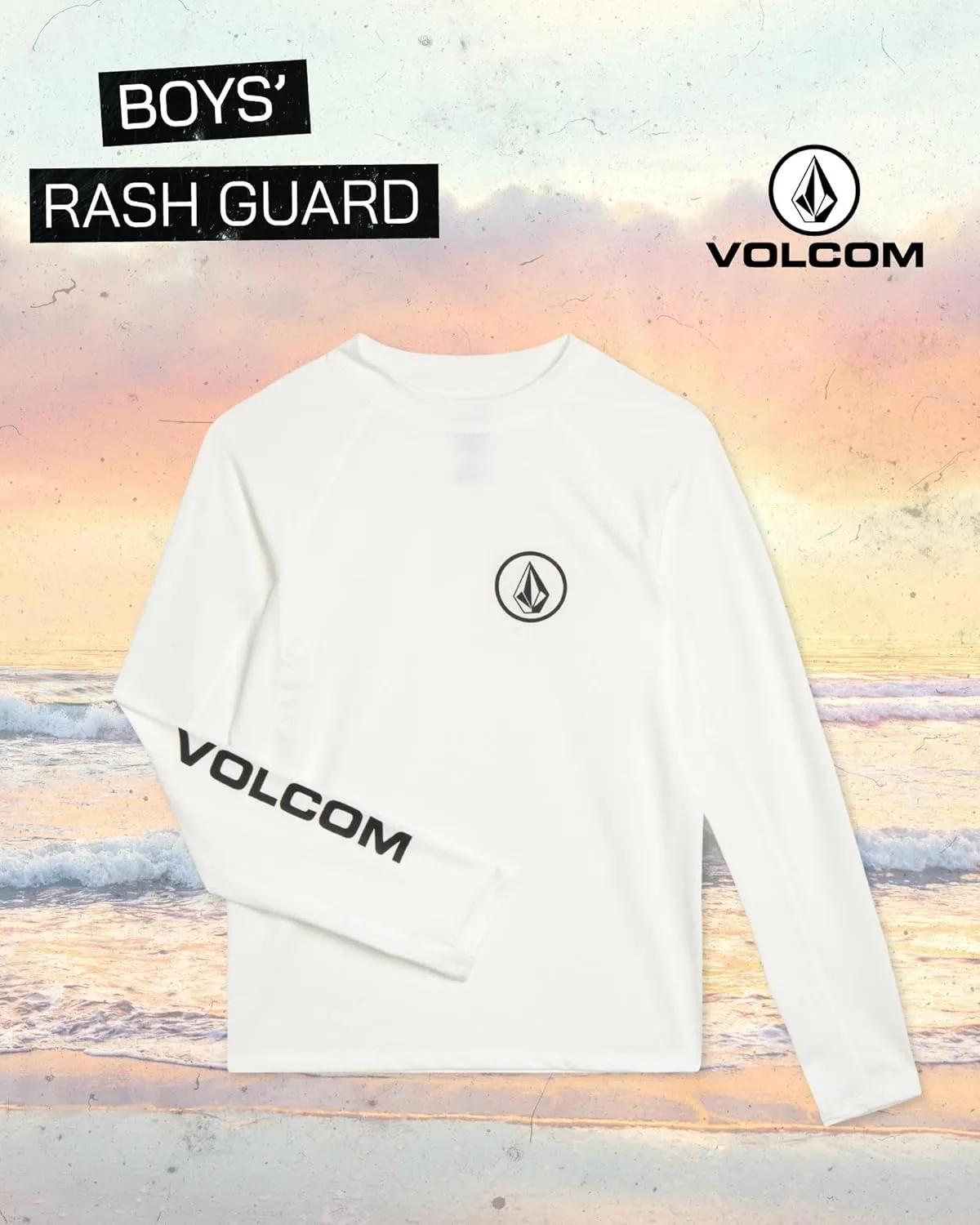 Volcom Boys Swim Shirt - UPF 50  Long Sleeve Rash Guard for Boys - Quick Dry Kids Swimwear Sun Protection Swim Shirts