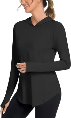 Women UPF50  Long Sleeve Shirts UV Protection Lightweight Sun Hoodie Hiking Workout Tops Quick Dry Outdoor