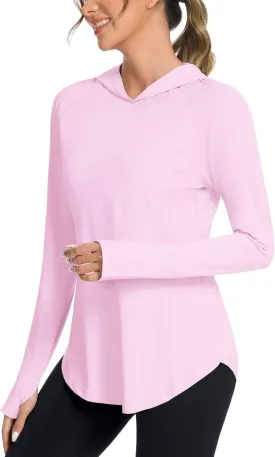 Women UPF50  Long Sleeve Shirts UV Protection Lightweight Sun Hoodie Hiking Workout Tops Quick Dry Outdoor